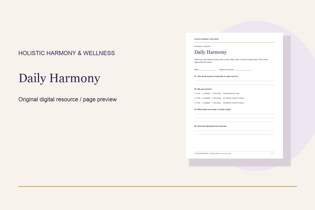 Daily self-care tracker page preview