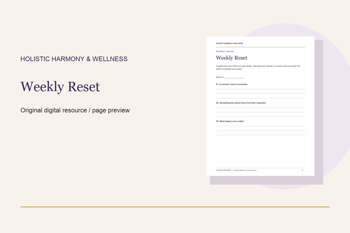 Two-page weekly reflection planner preview